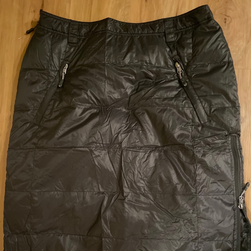 Black knee length down skirt